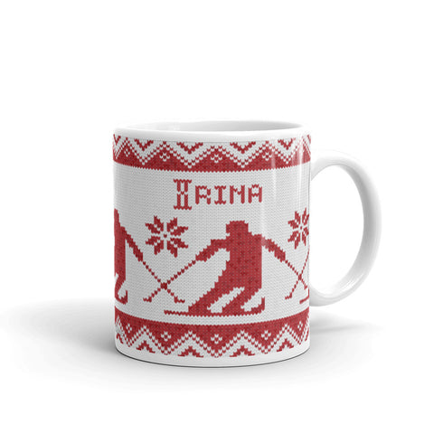 Nordic Skier Personalized Knitting Mug